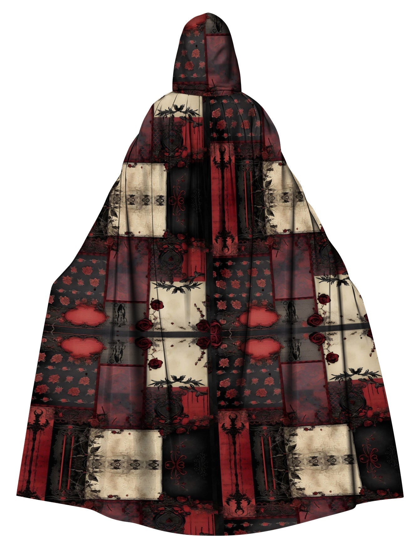 Plaid Print Patchwork Hooded Casual Cloak