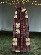 Plaid Print Patchwork Hooded Casual Cloak