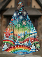 Christmas Print Hooded Casual Loose Cape
