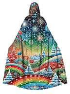 Christmas Print Hooded Casual Loose Cape