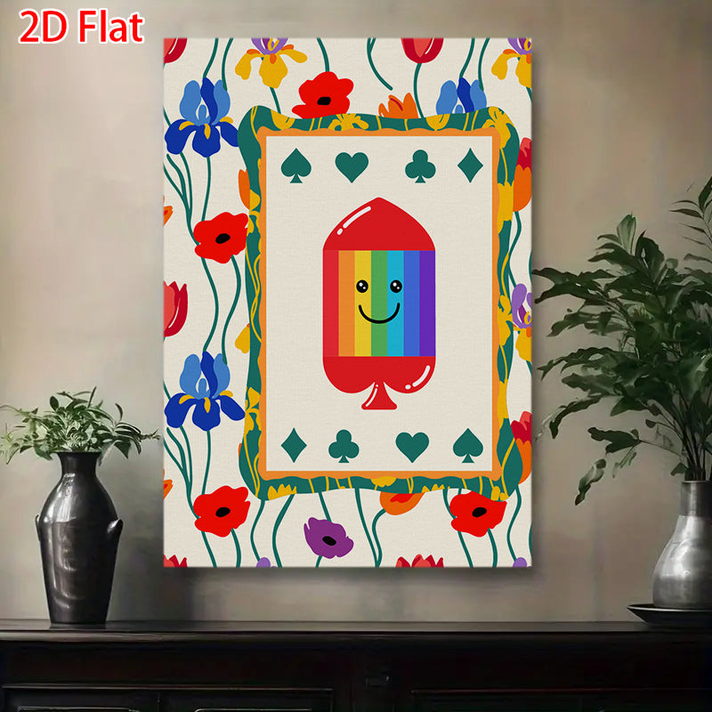 Rainbow Smiley Face Flower Pattern Decorative Painting