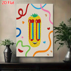 Pineapple Rainbow Heart Eyeglasses Canvas Print - 2D Flat Funny Wall Art for Home Decor