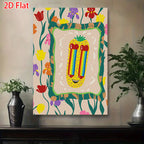 2D Rainbow Pineapple Smiley Face Floral Decorative Painting