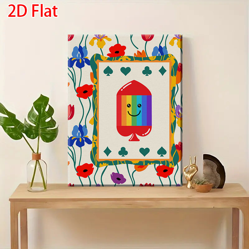 Rainbow Smiley Face Flower Pattern Decorative Painting