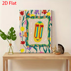 2D Rainbow Pineapple Smiley Face Floral Decorative Painting