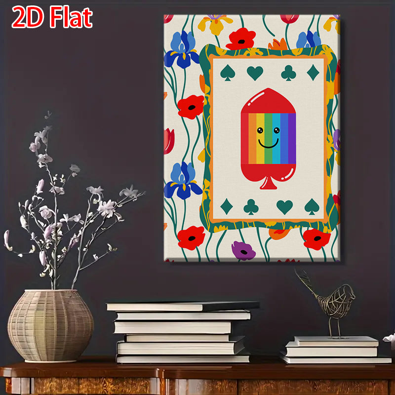 Rainbow Smiley Face Flower Pattern Decorative Painting
