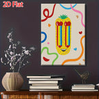 Pineapple Rainbow Heart Eyeglasses Canvas Print - 2D Flat Funny Wall Art for Home Decor