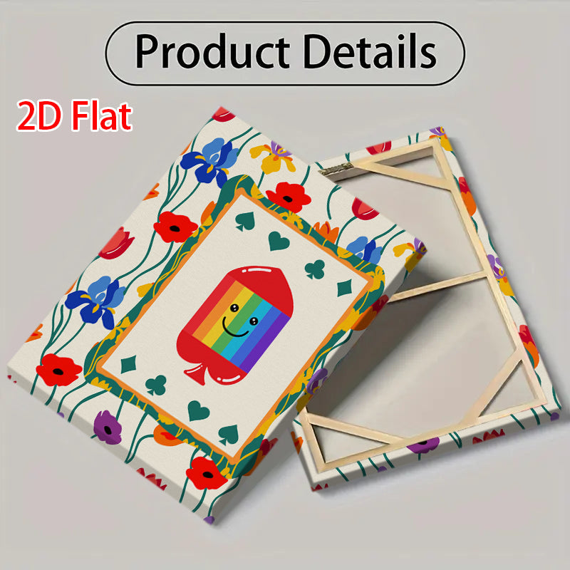 Rainbow Smiley Face Flower Pattern Decorative Painting