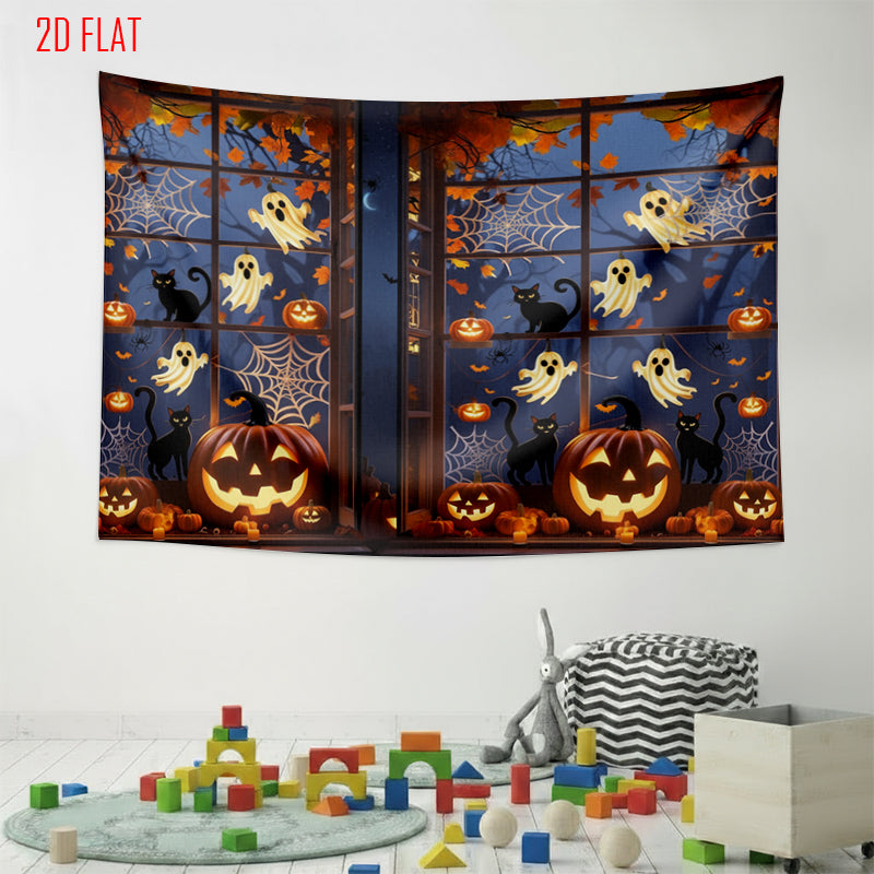 Halloween Window Photo Background Cloth
