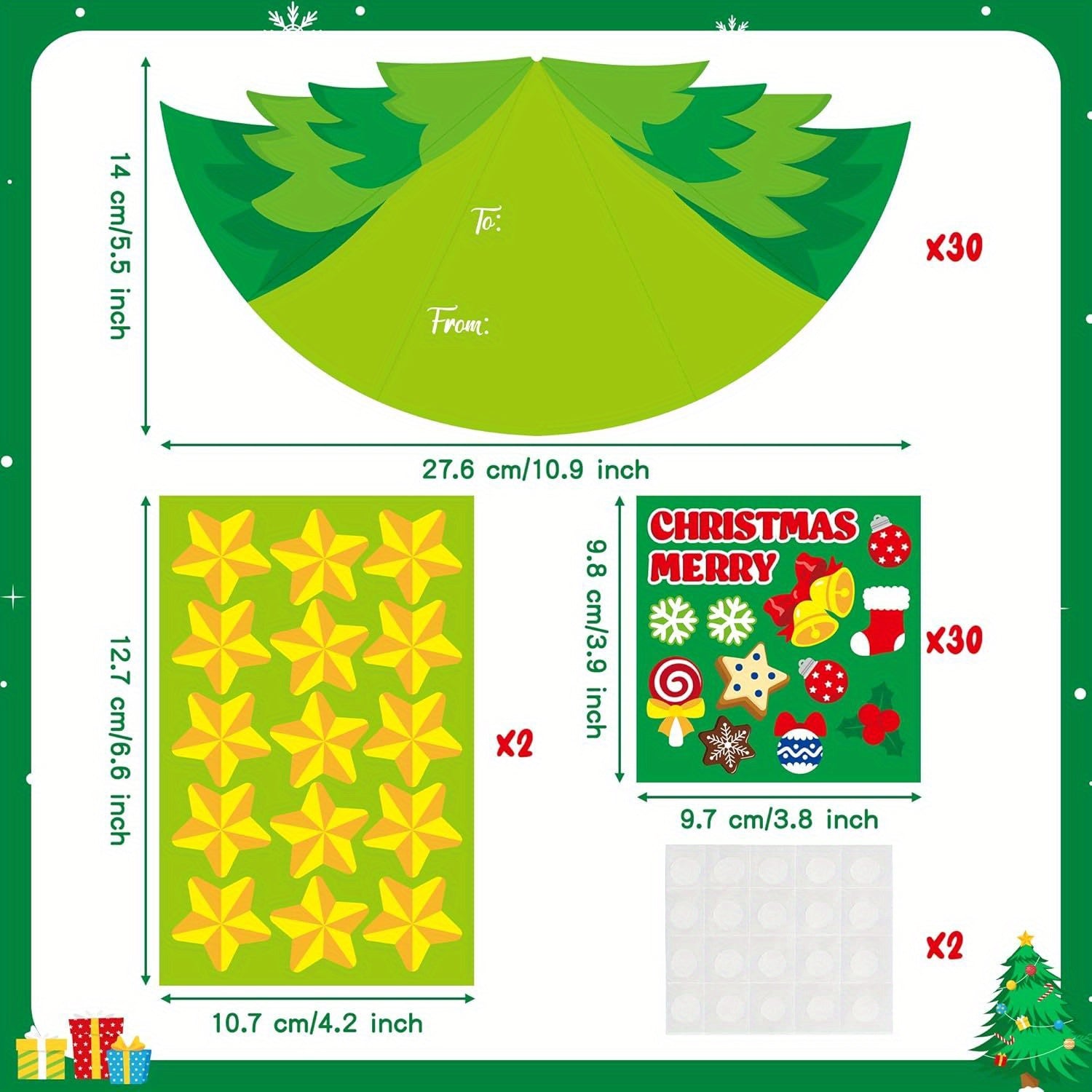 30pxs DIY Xmas Tree Cards