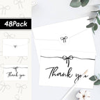 48pxs Black Bow Thank You Cards