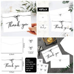 48pxs Black Bow Thank You Cards