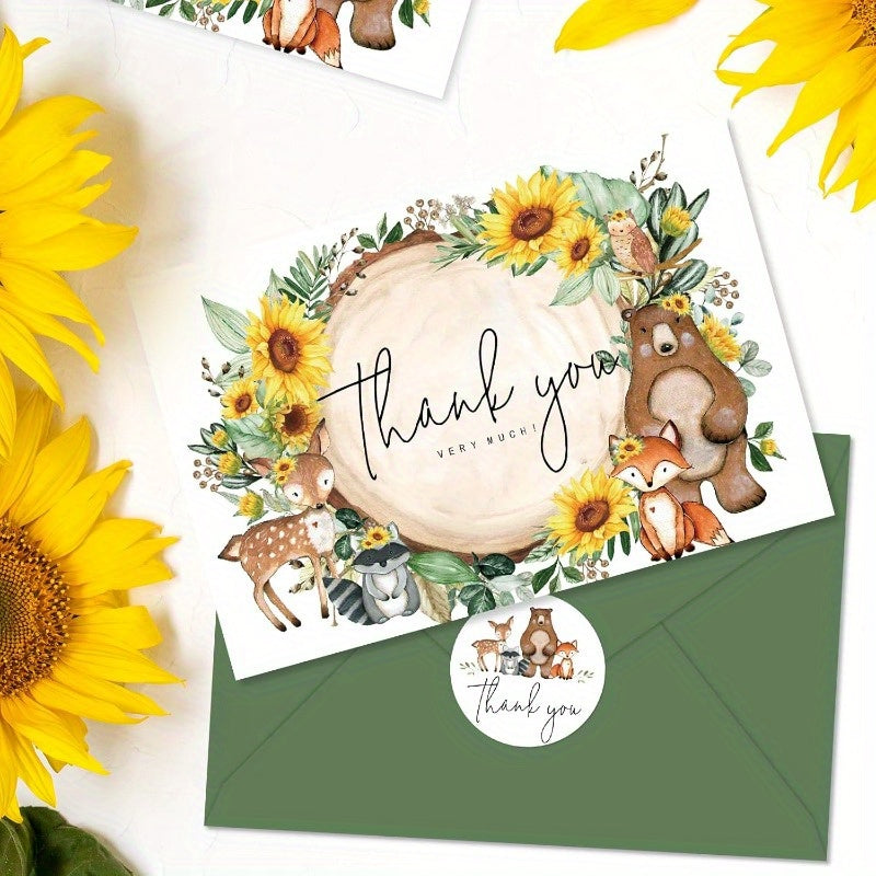 50pxs Sunflower Thank You Cards