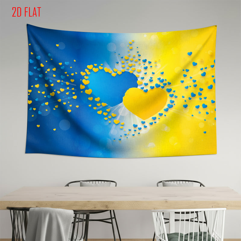 Blue Yellow Love Bkgd Cloth