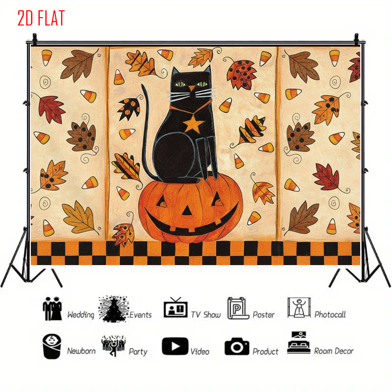 Halloween Cat Photo Background Cloth