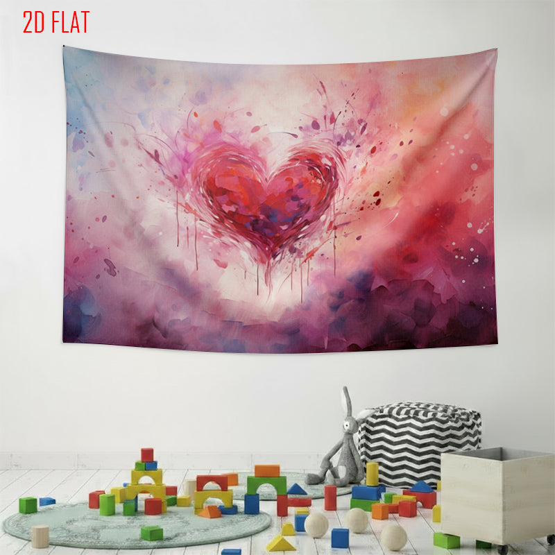 Red Heart Art Background Cloth