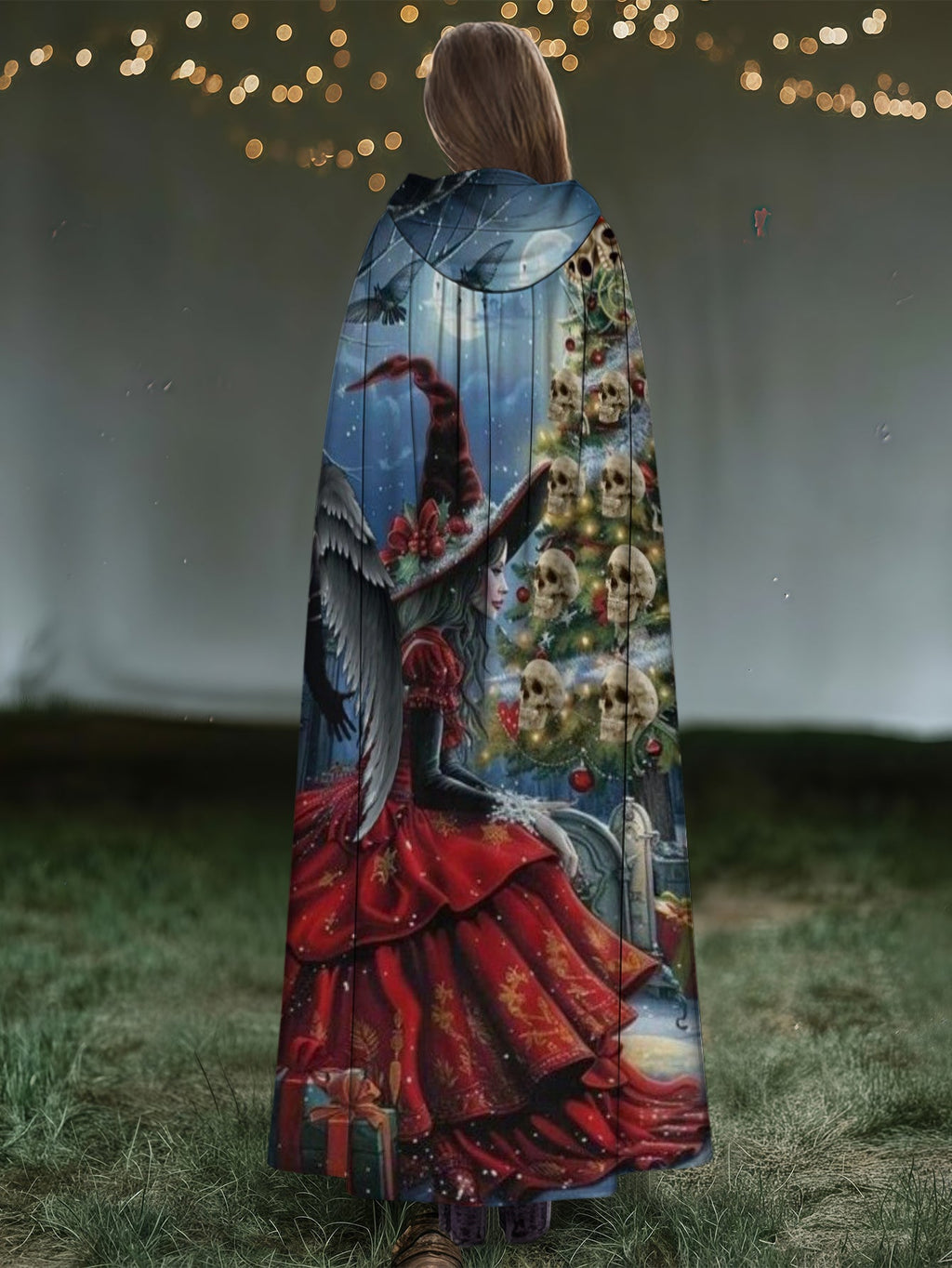 Fun Christmas Print Casual Hooded Cape