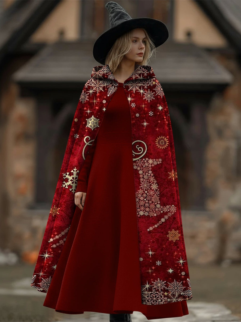 Christmas Elk Pint Hooded Cape