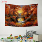 Autumn Swan Bridge Photo Background Cloth