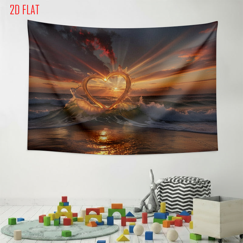 Wave Love Sunset Bkgd Cloth