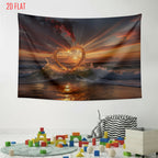 Wave Love Sunset Bkgd Cloth