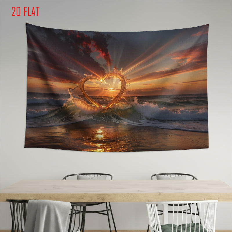 Wave Love Sunset Bkgd Cloth