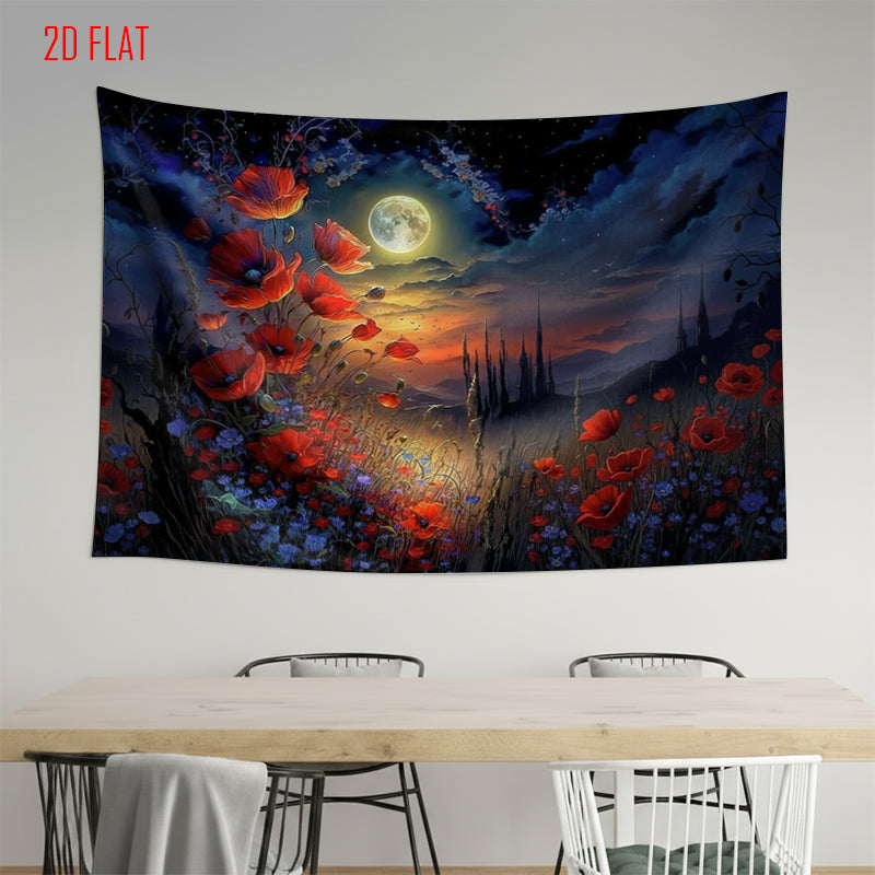 Moon Night Poppy Backdrop