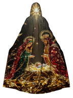 Religious Print Hooded Long Cape