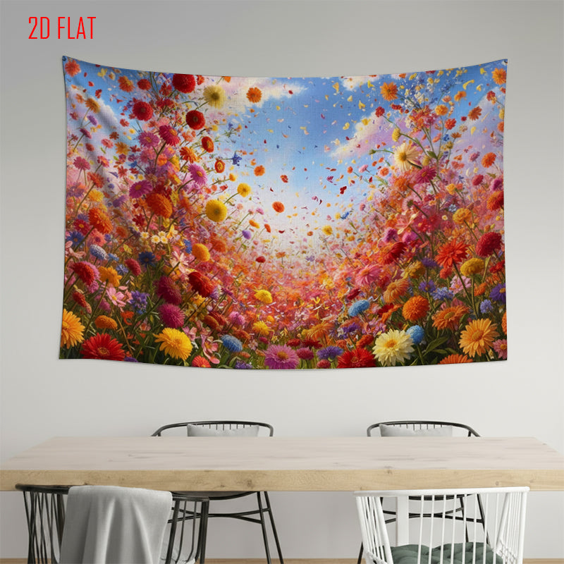 Flower Sea Blue Sky Background Cloth