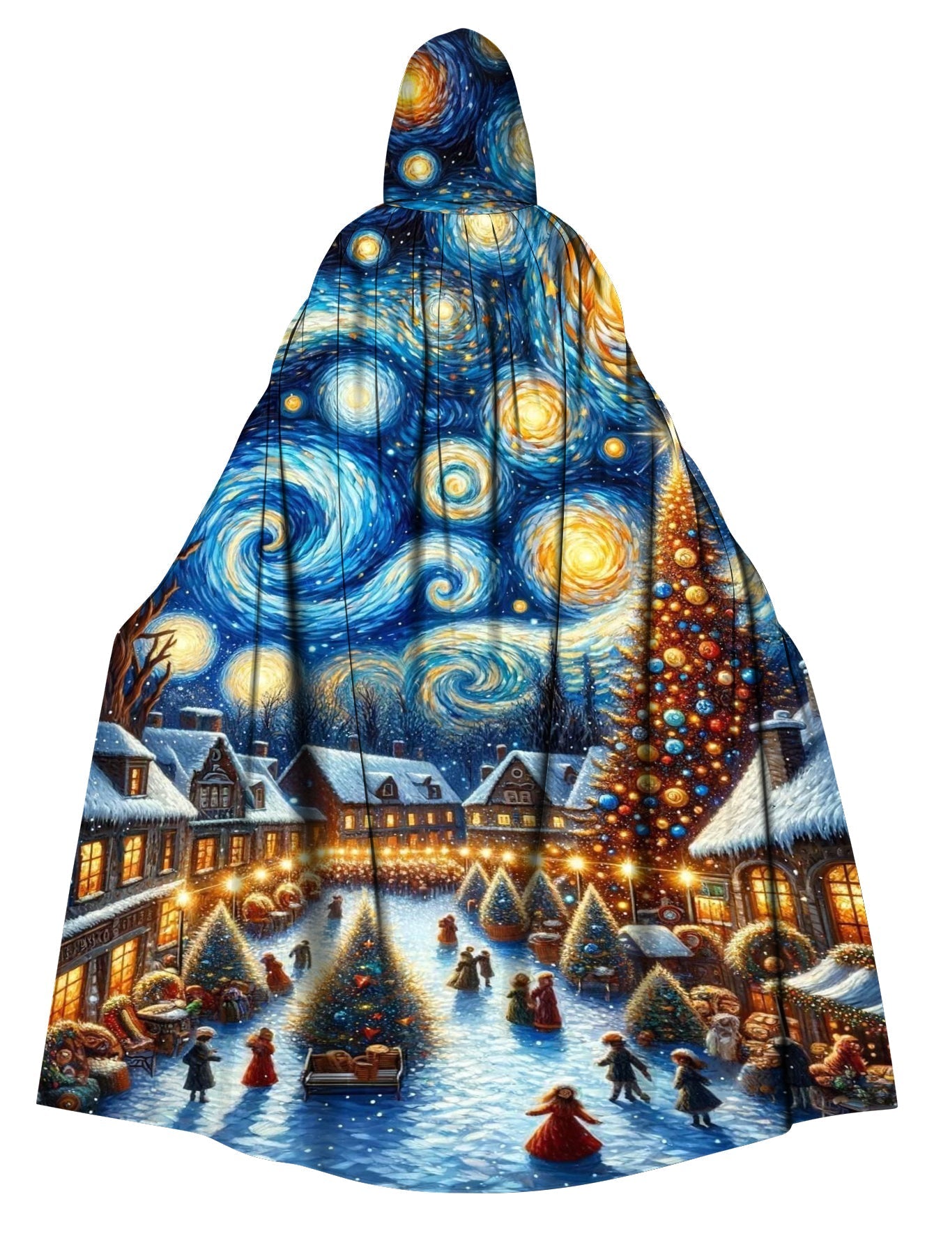 Elegan Hooded Starry Sky Print Cape