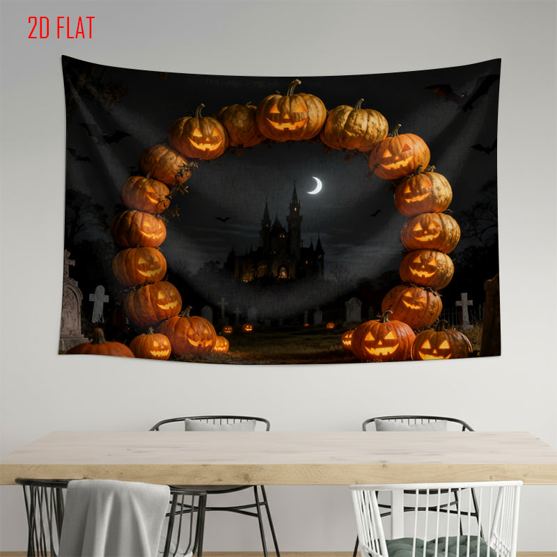 Halloween Pumpkin Castle Backdrop