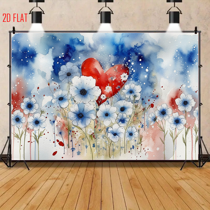 Watercolor Love Flower Backdrop