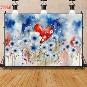 Watercolor Love Flower Backdrop