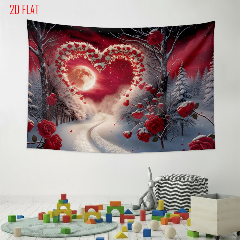 Snow Love Rose Bkgd Cloth