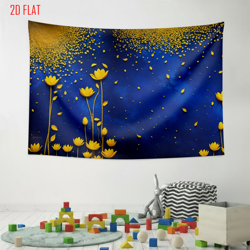 Blue Gold Flower Backdrop