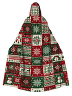 Christmas Fake Hooded Print Cape Cloak