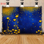Blue Gold Flower Backdrop