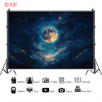 Starry Sky Full Moon Backdrop
