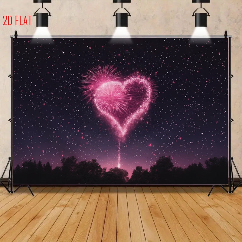 Love Fireworks Romantic Backdrop