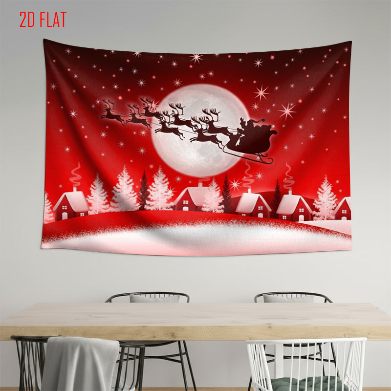 Christmas Moonlight Sleigh Backdrop