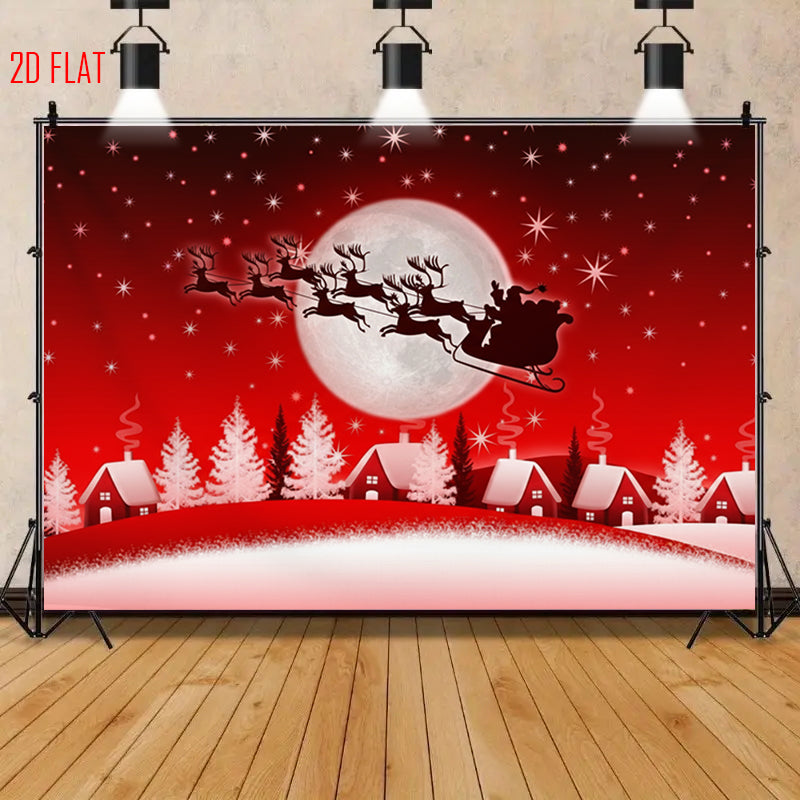Christmas Moonlight Sleigh Backdrop