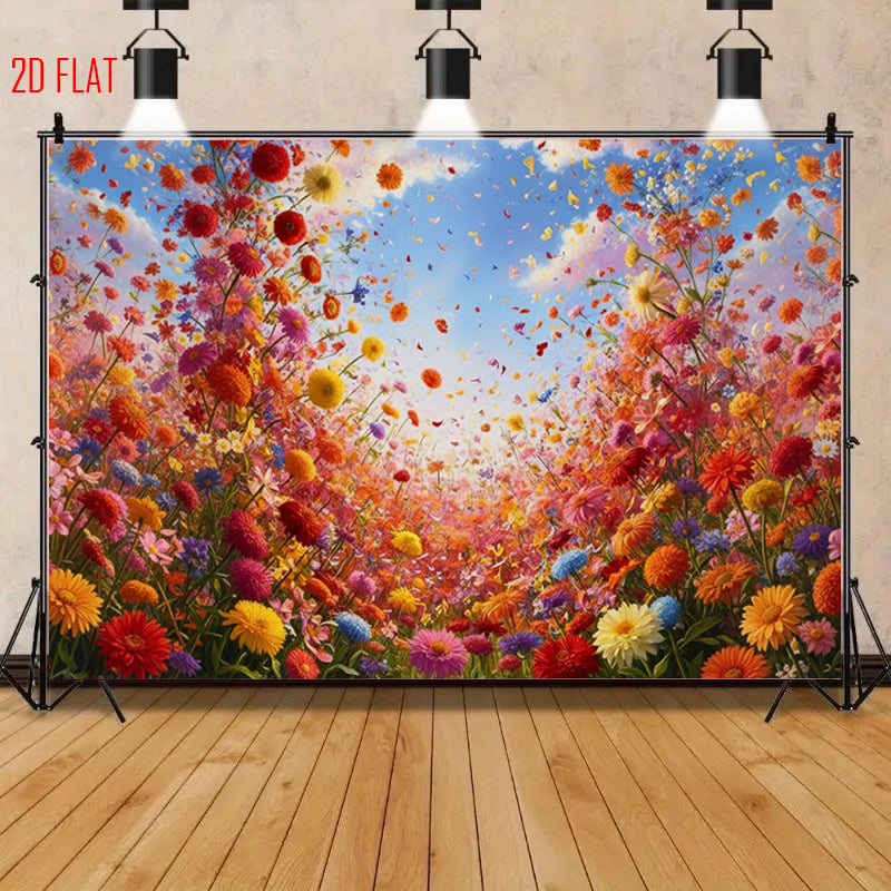 Flower Sea Blue Sky Background Cloth