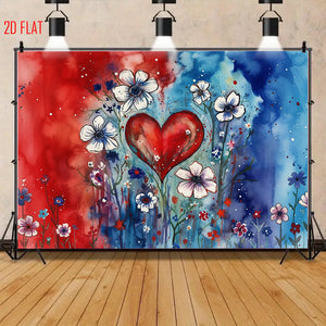 Red Blue Love Flower Background Cloth