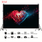 Red Blue Love Backdrop Cloth