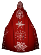Hooded Loose Snowflake Print Casual  Cape