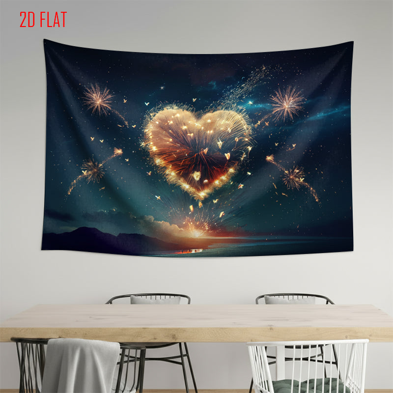 Love Fireworks Romantic Background Cloth