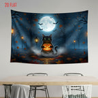 Halloween Cat Pumpkin Bkgd Cloth