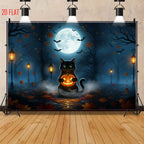 Halloween Cat Pumpkin Bkgd Cloth