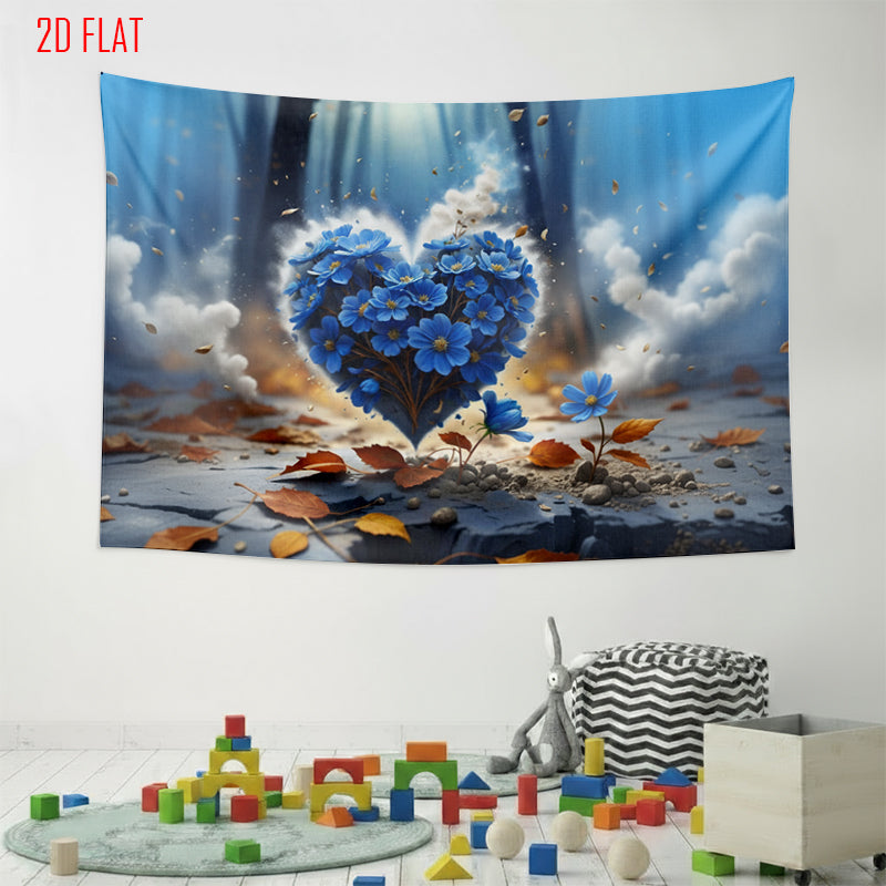 Love Blue Flower Backdrop