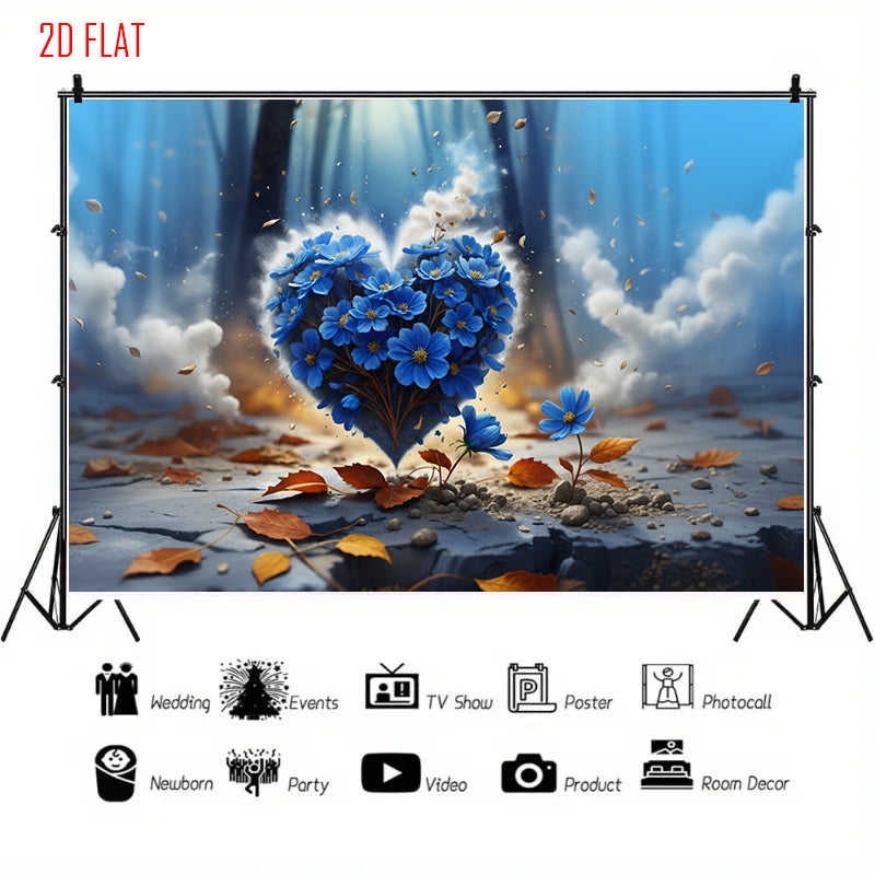 Love Blue Flower Backdrop